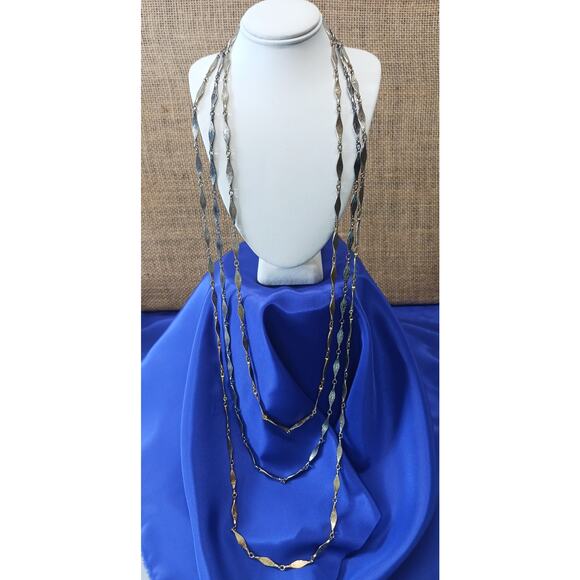 VTG Tortolani 3-strand Diamond Shape Necklace l Length: 35" - Picture 1 of 10